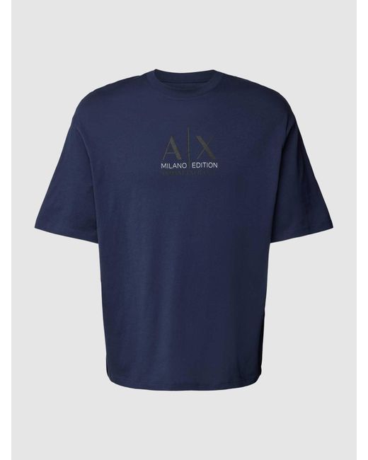 Armani Exchange Comfort Fit T-shirt Met Labelprint in het Blue voor heren