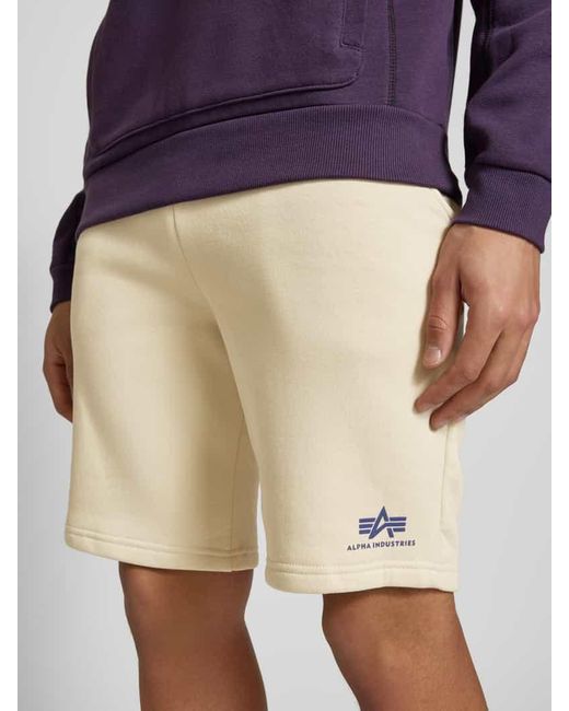 Alpha Industries Sweatshorts mit elastischem Bund und Tunnelzug in Natural für Herren