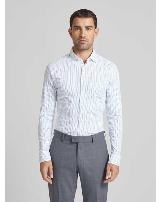 DESOTO Slim Fit Business-Hemd mit Allover-Muster in White für Herren