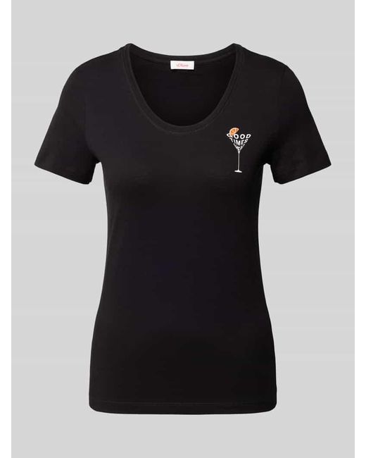 S.oliver Black T-Shirt mit Motiv-Print