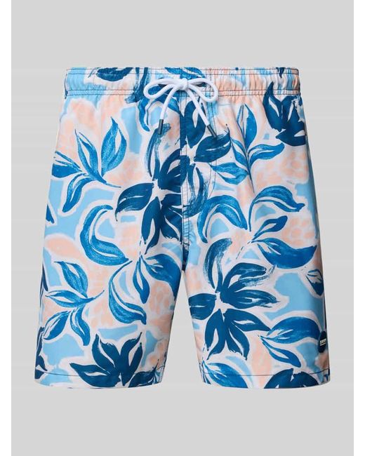 Shiwi Regular Fit Badehose mit Label-Patch Modell 'Mike' in Blue für Herren