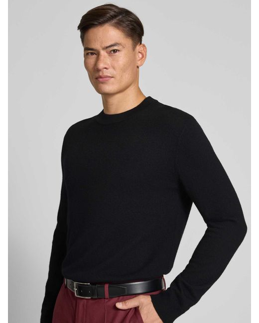 SELECTED Regular Fit Gebreide Pullover Van Zuivere Merinowol, Model 'Tray' in het Black voor heren