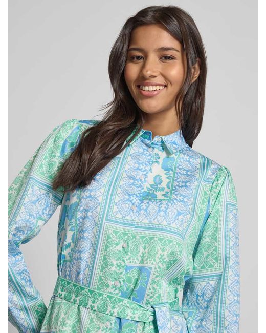 Smith & Soul Blue Knielanges Hemdblusenkleid mit Bindegürtel