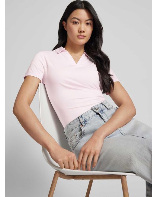 comma casual identity Pink T-Shirt mit Umlegekragen