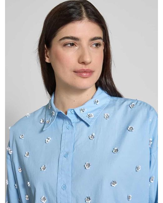 Essentiel Antwerp Blue Regular Fit Bluse mit Pailletten Modell 'Harkansas'