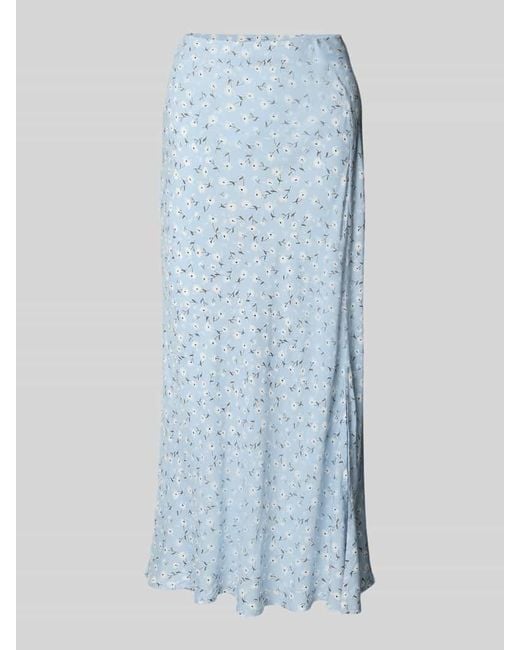 Pieces Blue Ausgestellter Midi-Rock Mit Allover-Muster Modell 'Nya'