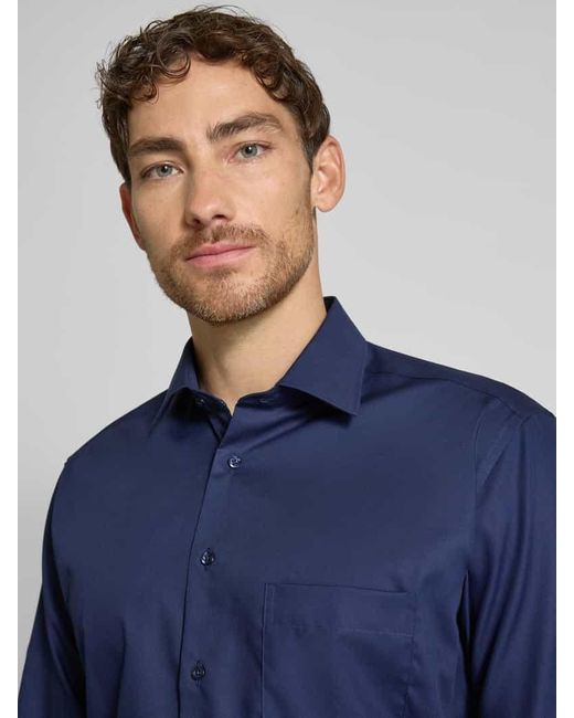 Eterna Modern Fit Business-Hemd mit Brusttasche in Blue für Herren