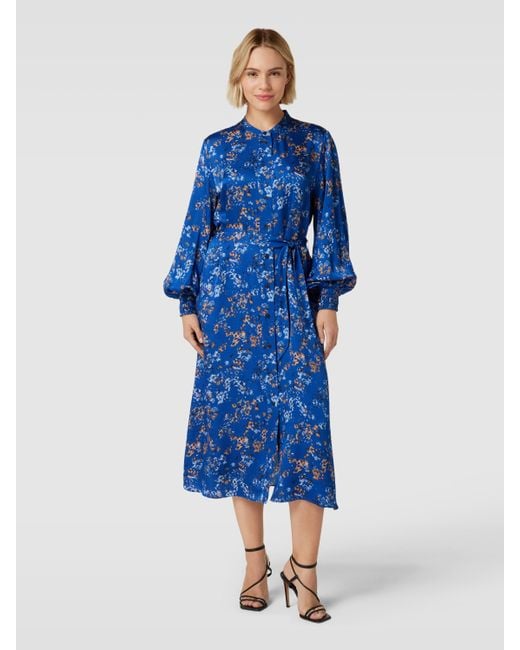BOSS by HUGO BOSS Blusenkleid aus Viskose mit Allover-Muster Modell  'Diceane' in Blau | Lyst AT
