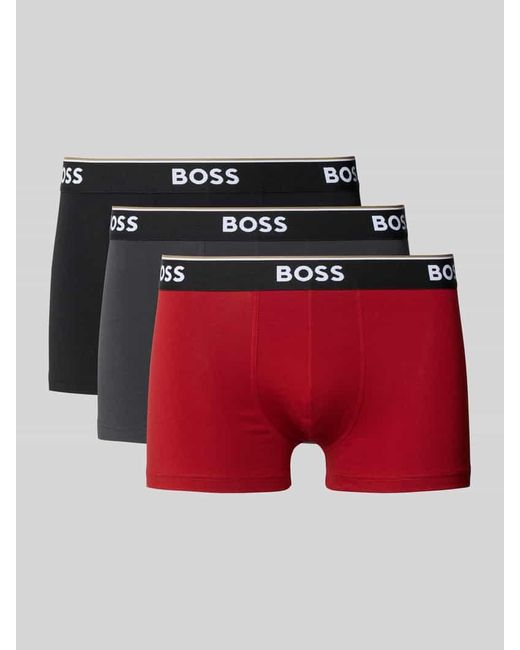 Boss Regular Fit Trunks aus Baumwoll-Mix im 3er-Pack in Red für Herren