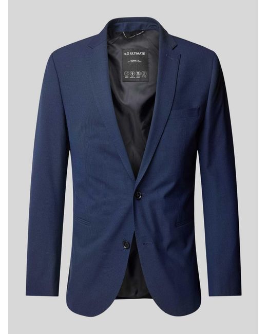 S.oliver 2-Knoops Colbert Van Viscosemix Met Reverskraag, Model 'Ultimate' in het Blue voor heren