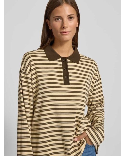 Lolly's Laundry Metallic Regular Fit Poloshirt mit kurzer Knopfleiste Modell 'Moby'