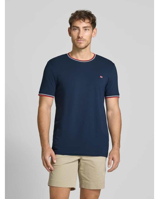 Christian Berg Men T-Shirt mit gerippten Abschlüssen in Blue für Herren