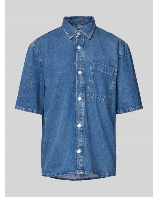 JAKE*S STUDIO MEN Regular Fit Jeanshemd mit 1/2-Arm in Blue für Herren
