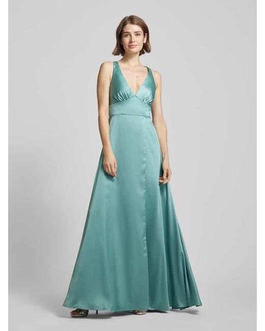 Luxuar Blue Abendkleid mit V-Ausschnitt