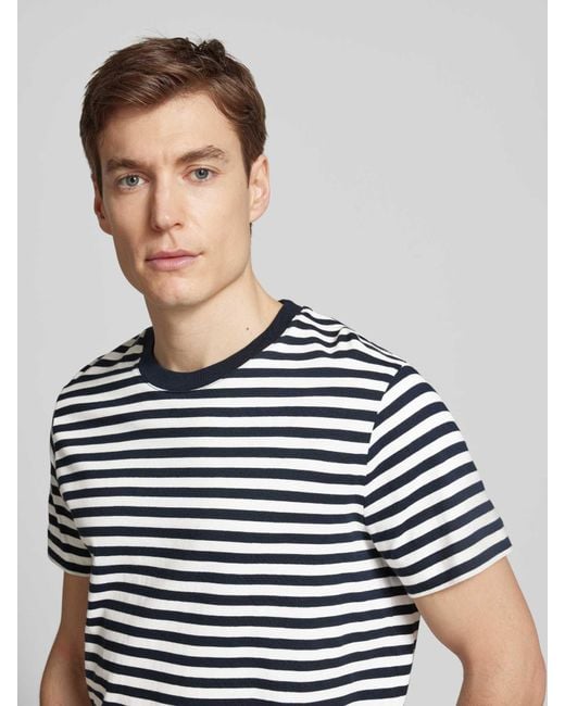 Marc O' Polo Regular Fit T-shirt Van Puur Katoen Met Streeppatroon in het Blue voor heren