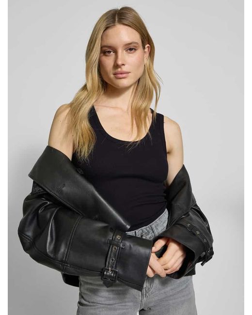 Rich & Royal Black Tanktop Mit Gerippten Abschlüssen