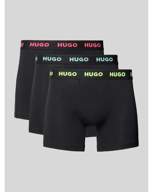 HUGO Boxershorts mit elastischem Logo-Bund im 3er-Pack in Black für Herren