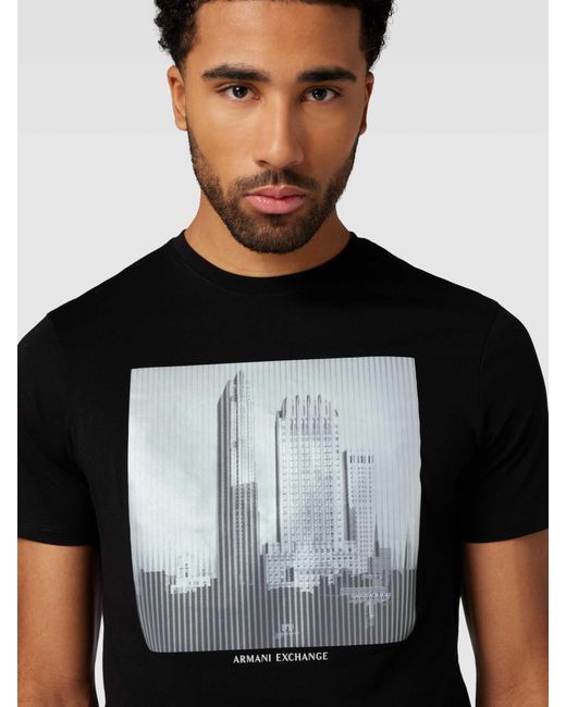 Armani Exchange T-shirt Met Motiefprint in het Black voor heren