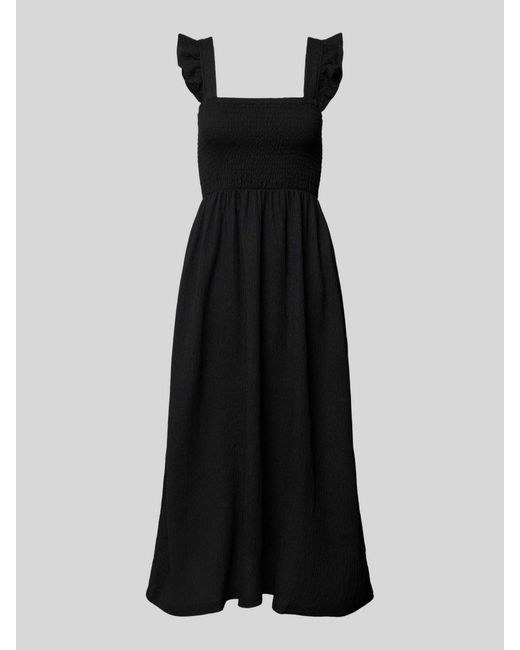 Pieces Midi-jurk Met Smokdetails in het Black