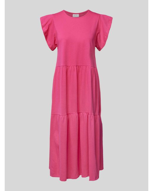 Vila Midi-jurk Met Kapmouwen in het Pink