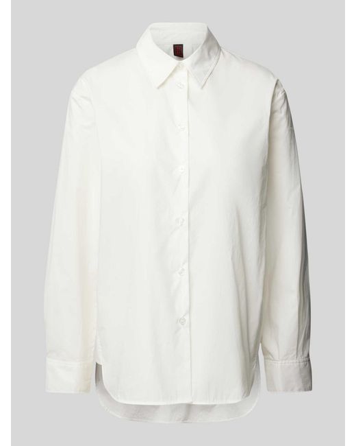Stefanel Regular Fit Overhemdblouse Met Verlengd Rugpand in het White