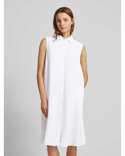 0039 Italy White Leinenkleid mit Knopfleiste Modell 'Lina'