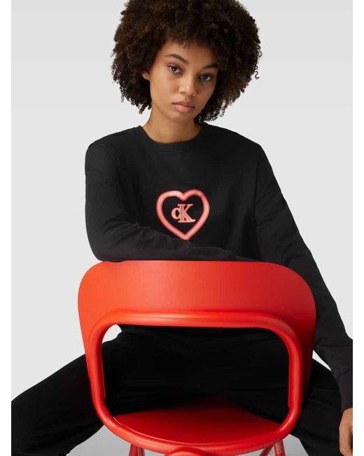 Calvin Klein Black Oversized Sweatshirt mit Label-Print