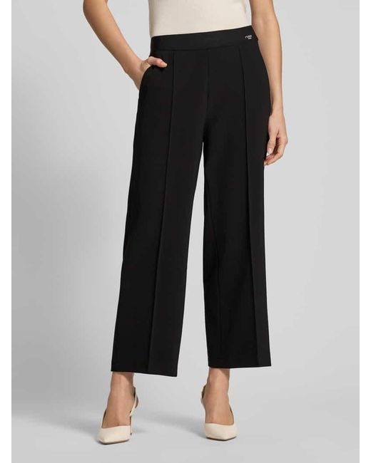 Cambio Black Straight Fit Stoffhose mit Ziernaht Modell 'Cameron'