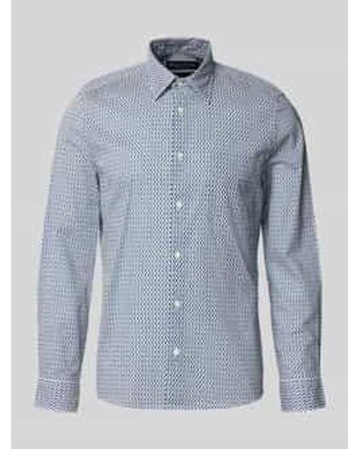 Marc O' Polo Shaped Fit Vrijetijdsoverhemd Met Fijn All-over Motief in het Blue voor heren