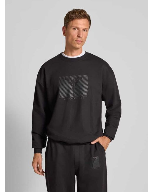 carlo colucci Sweatshirt mit Rundhalsausschnitt in Black für Herren