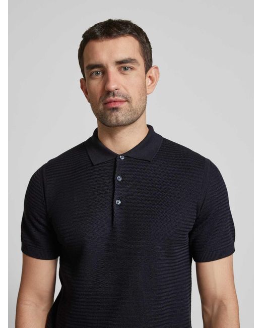 Cinque Regular Fit Poloshirt Met Structuurmotief in het Black voor heren