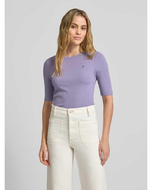 Tommy Hilfiger Purple Slim Fit T-Shirt aus Viskose-Mix