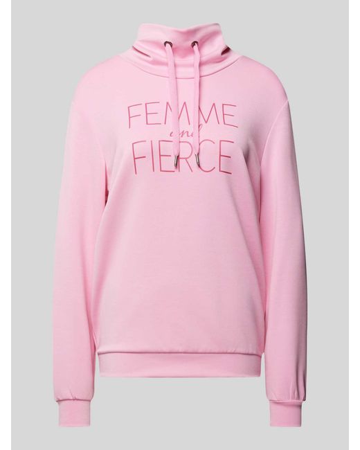 Soya Concept Sweatshirt Met Opstaande Kraag En Tunnelkoord in het Pink