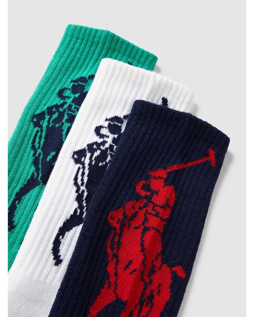 Polo Ralph Lauren Socken mit Label-Print im 3er-Pack Modell 'BIG PONY' in Blue für Herren