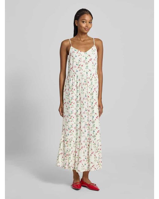 Pieces White Tailliertes Freizeitkleid mit Allover-Muster Modell 'FYA'