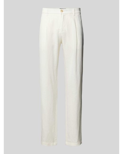 Marc O' Polo Tapered Linnen Broek Met Bandplooi, Model 'Osby Jogger' in het White voor heren