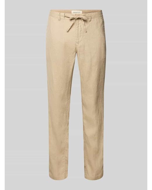 Gant Relaxed Fit Leinenhose mit Tunnelzug in Natural für Herren