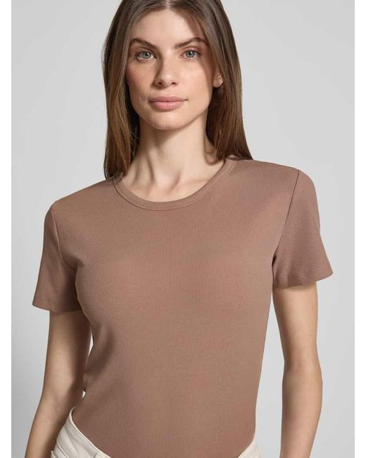Christian Berg Women Multicolor T-Shirt in Ripp-Optik mit Rundhalsausschnitt