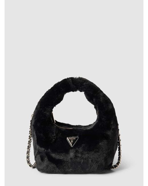 Guess Black Handtasche mit Kunstfellbesatz Modell 'KATINE'