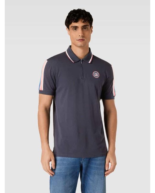 Christian Berg Men Regular Fit Poloshirt mit Label-Print in Blue für Herren