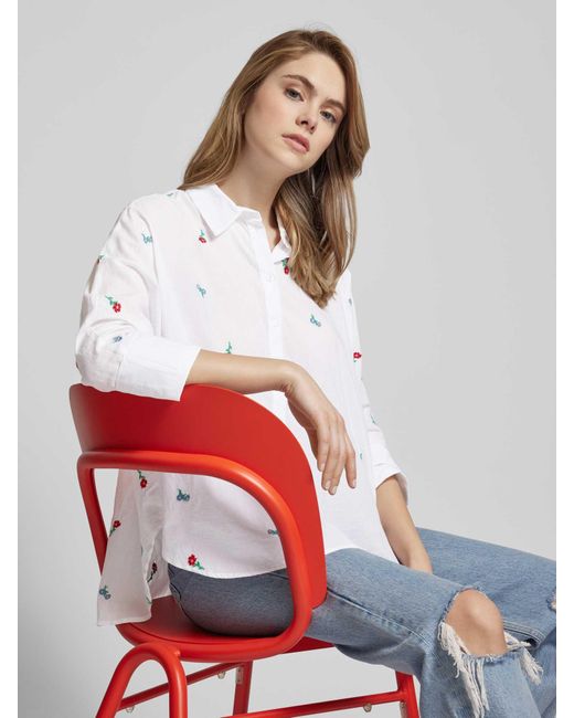 ONLY White Bluse mit Motiv-Stitching Modell 'NEW LINA GRACE'