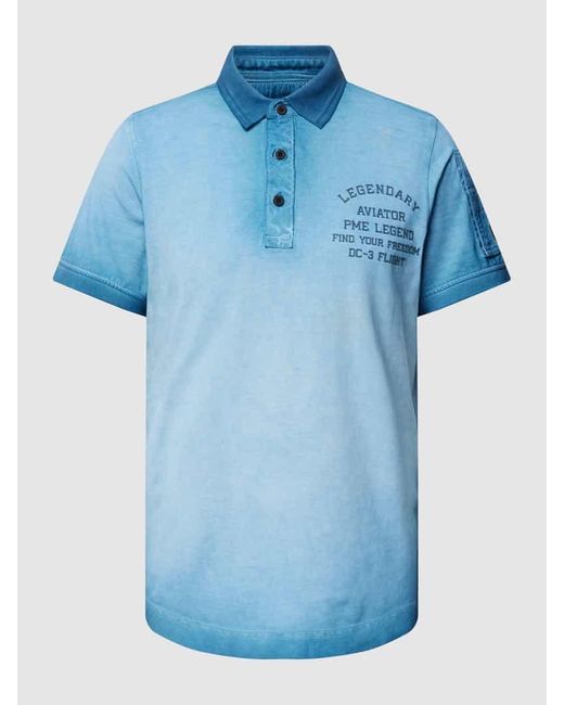 PME LEGEND Poloshirt aus reiner Baumwolle im Washed-Out-Look in Blue für Herren