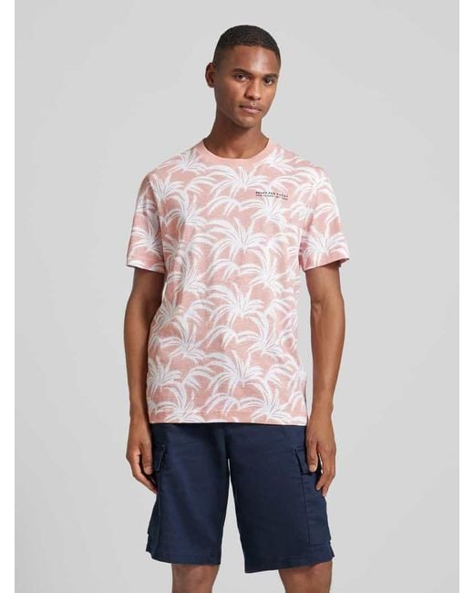 Tom Tailor T-Shirt mit Allover-Muster in Pink für Herren