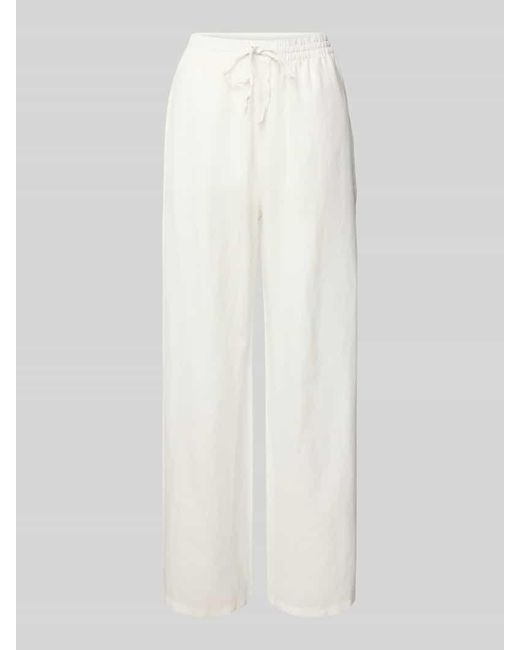 Marc O' Polo White Wide Leg Leinenhose mit elastischem Bund