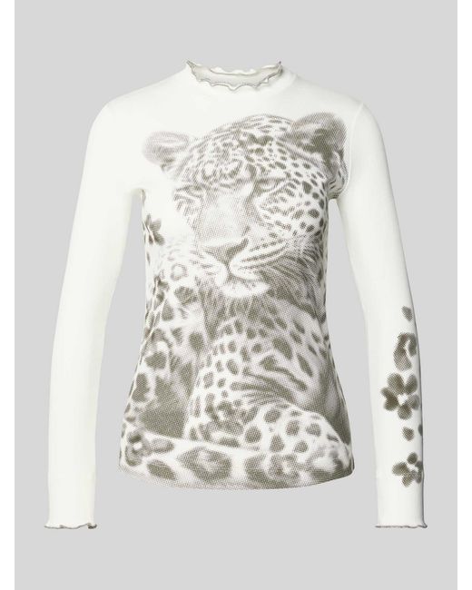 Marc Cain Lang Shirt Met Opstaande Kraag in het White