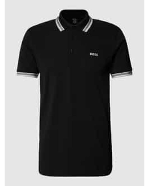 Boss Regular Fit Poloshirt Met Labelstitching in het Black voor heren