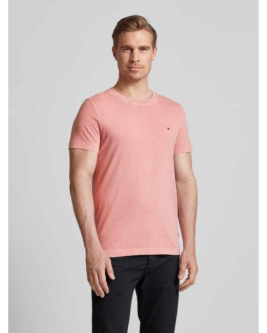 Tommy Hilfiger T-Shirt mit Label-Stitching in Pink für Herren