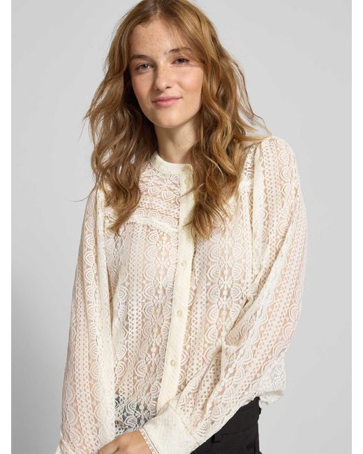 ONLY Regular Fit Blouse Van Transparant Kant, Model 'Reba' in het White