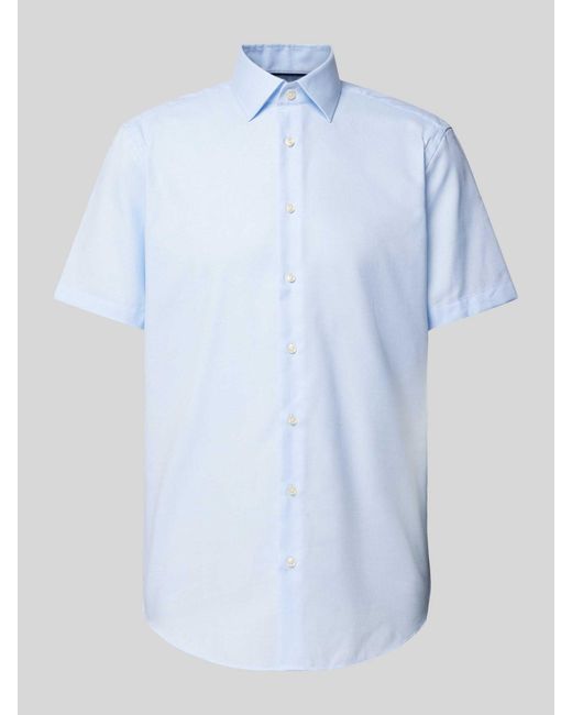 Christian Berg Men Regular Fit Zakelijk Overhemd Met Fijn Gestructureerd Motief in het Blue voor heren