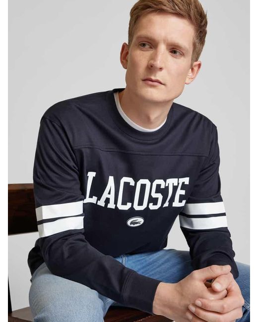 Lacoste Classic Fit Longsleeve mit Label-Print in Blue für Herren